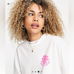 Topshop self love motif long sleeve tee in white